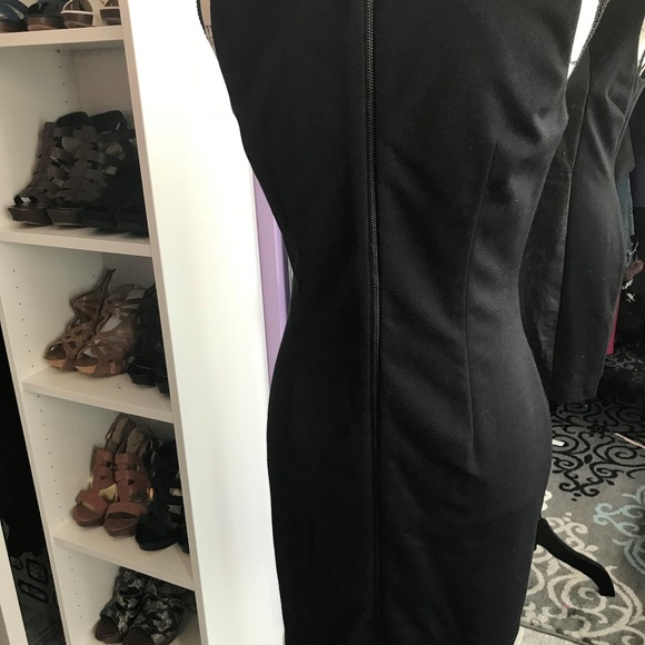 Cynthia Steffe Black Bodycon Dress w Leather 6 - Picture 6 of 7